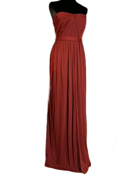 David's Bridal Dresses & Skirts - David’s Bridal Size 20 Rust Burgandy Strapless Chiffon Maxi Bridesmaid Dress